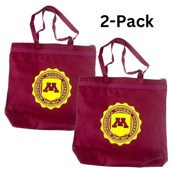 Minnesota Golden Gophers Tote Bags Maroon NEW Canvas Zipper University Fan Gear - Picture 1 of 9